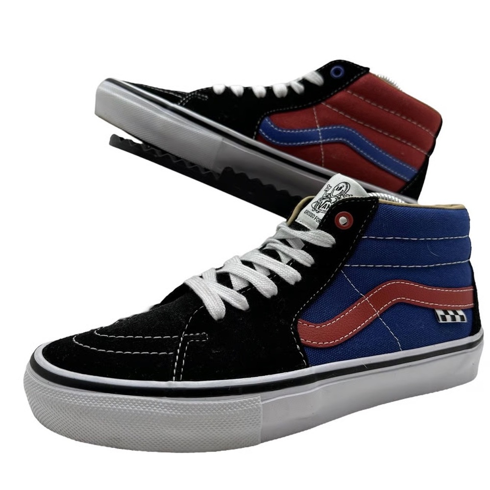 Vans sk8 Hi Comfycush Tri-tone Red, Navy, and Black Sneakers